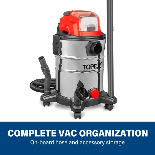 Alt view image 6 of 7 - TOPEX 25L Cordless Wet & Dry Vacuum Cleaner Battery Powered Multi-Purpose Removable Universal Wheel with HEPA Filter Cartridge for Car, Garage, Workshop, Home with 20V 4.0Ah Battery and Fast Charger
