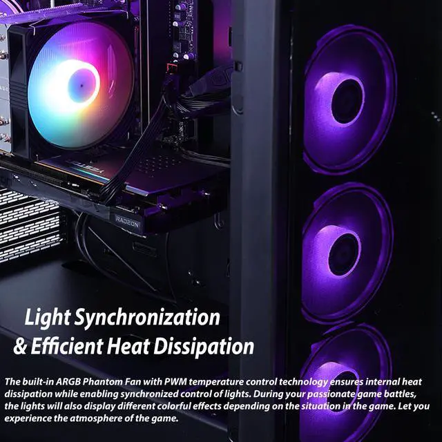 Alt view image 4 of 7 - Mloong Gaming PC Desktop Intel Core i7 13700F (up to 5.20 GHz)CPU , GeForce RTX 4070, 1TB NVME SSD, 32GB DDR5 RAM 6000MHz, 700W PSU,7ARGB Fans,Windows 11 Home 64-bit WIFI Gaming Desktop