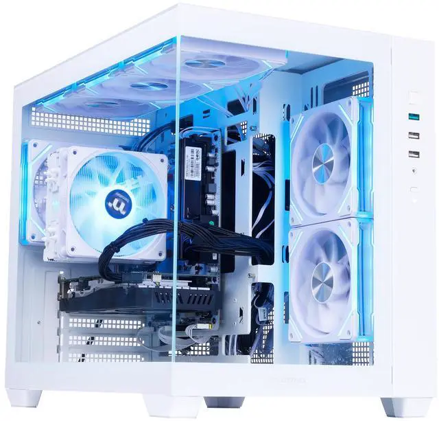 Mloong White Gaming PC AMD Ryzen 5 5500 (Up to 4.2 GHz) CPU, GeForce RTX 3050 6GB, 1TB NVME SSD, 16GB DDR4 RAM 3200MHz, 650W PSU,7ARGB Fans, Windows 11 Home 64-bit WIFI Gaming Desktop, White