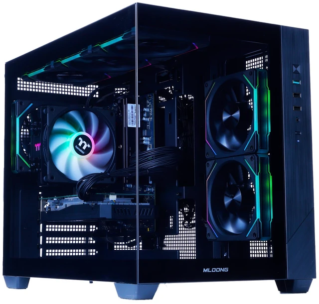 Mloong Black Gaming PC AMD Ryzen 5 5500 (Up to 4.2 GHz) CPU, GeForce RTX 5060 8GB, 1TB NVME SSD, 16GB DDR4 RAM 3200MHz, 650W PSU,7ARGB Fans, Windows 11 Home 64-bit WIFI Gaming Desktop, Black