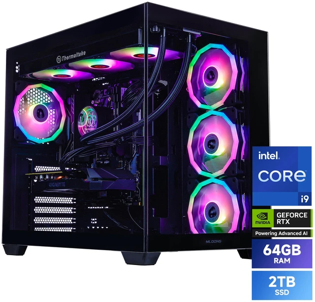 Mloong X-Dragon Gaming PC Desktop, Intel Core i9-14900KF, GeForce RTX 5080, 64GB DDR5, 2TB NVMe SSD, Black