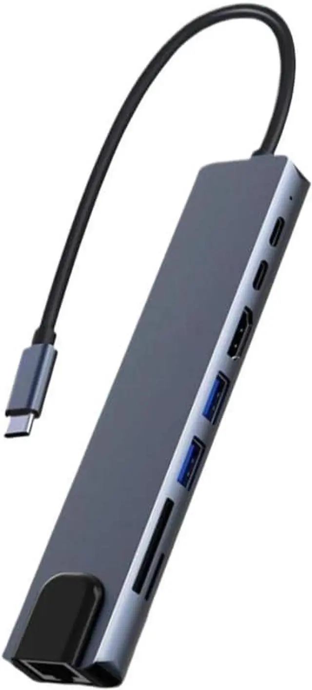 Alt view image 6 of 8 - USB C Hub Type C 3.1 to 4K HD Adapter with RJ45 SD TF Card Reader PD Fast Charge Compatible with Notebook Laptop Computer