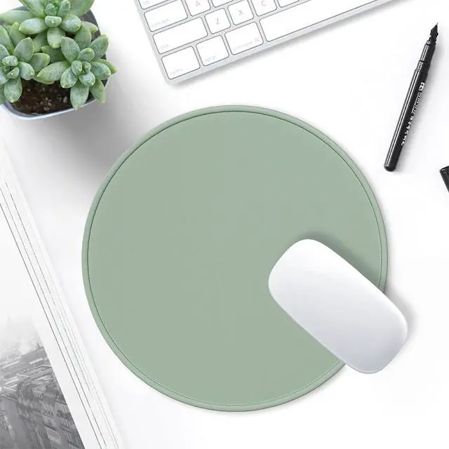 Alt view image 7 of 7 - Mouse Pad Premium-Textured Small Round Mousepad 8.7 x 8.7 Inch Bean Green Stitched Edge Anti-Slip Waterproof Rubber Pretty Cute Computer Mat for Office Home Gaming Laptop Men Women Kids