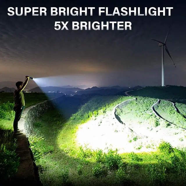 Alt view image 7 of 7 - Rechargeable LED Flashlight High Lumens Super Bright Flashlights with Zoomable & USB C Rechargeable & 5 Light Mode & IPX7 Waterproof Powerful Flash Light for Home Hiking Camping