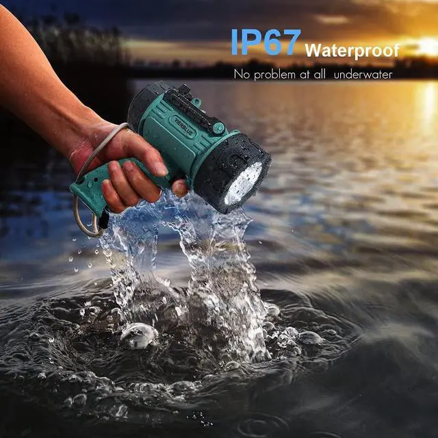 Alt view image 7 of 7 - Rechargeable Spotlight Super Bright 1000 000 High Lumen LED IP67 Waterproof Handheld Spotlight Long Lasting Large Flashlight Searchlight with Detachable Red Light Filter