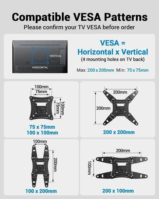 Alt view image 3 of 7 - Full Motion TV Wall Mount for Echo Show 21/15 and 13-43 Inch Flat Curved Screen TVs & Monitors Max VESA 200x200mm up to 44lbs TV Mount Wall Bracket with Rotation Swivel Tilt Extension