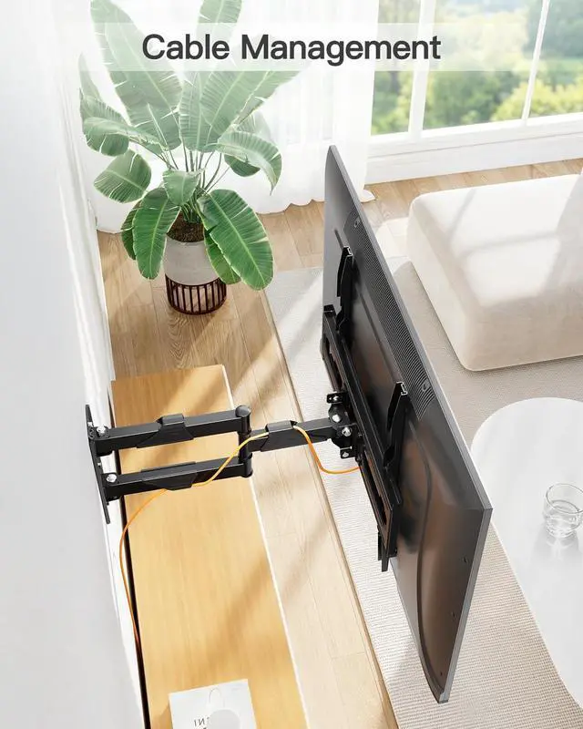Alt view image 5 of 7 - Full Motion TV Wall Mount for 26-60 TVs Max VESA 400x400 77 lbs. | 7° up & 10° down tilt ±90° swivel single stud structure flexible for corner TV installation