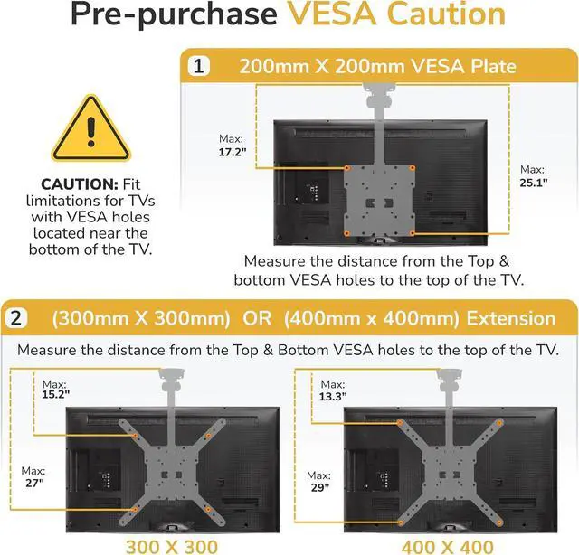 Alt view image 6 of 7 - Fold-Up Ceiling TV Mount for 2355 Inch TVs with Longer Arm Space-Saving Flip Down Bracket for Flat & Slanted Ceilings Retractable Tilt & Swivel Mount VESA up to 400x400 44 lbs Capacity