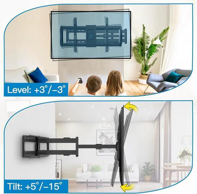 Alt view image 5 of 7 - Long Arm TV Wall Mount for 42-90 inch TVs Full Motion TV Mount with 42.72 inch Extension Articulating Arm Swivel and Tilt Max VESA 800x400mm Holds up to 150 lbs 16 18 24 Studs