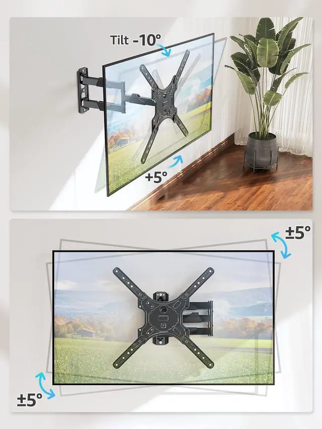 Alt view image 2 of 7 - Full Motion TV Wall Mount for Most 26-60 Inch TVs Max VESA 400x400mm Wall Mount TV Bracket with Swivel Tilting Extension Level Adjustment for LED LCD Flat Curved TVs Up to 77 LBS MU0018