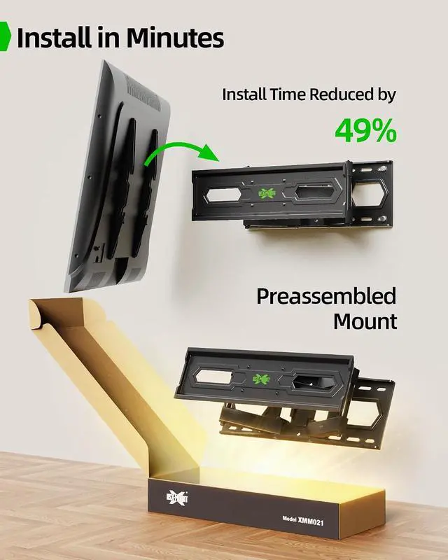Alt view image 3 of 7 - TV Wall Mount for 32-74 inch Flat Screen/LED/4K up to 110lbs Full Motion TV Mount Bracket with Swivel & Tilt Articulating Dual Arms Max VESA 400x400mm Fits 12/16 Wood Studs