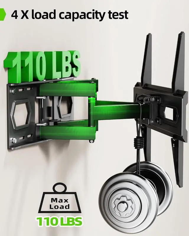 Alt view image 6 of 7 - TV Wall Mount for 32-74 inch Flat Screen/LED/4K up to 110lbs Full Motion TV Mount Bracket with Swivel & Tilt Articulating Dual Arms Max VESA 400x400mm Fits 12/16 Wood Studs