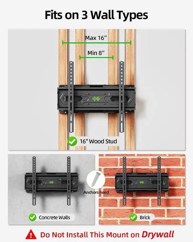 Alt view image 7 of 7 - TV Wall Mount for 32-74 inch Flat Screen/LED/4K up to 110lbs Full Motion TV Mount Bracket with Swivel & Tilt Articulating Dual Arms Max VESA 400x400mm Fits 12/16 Wood Studs