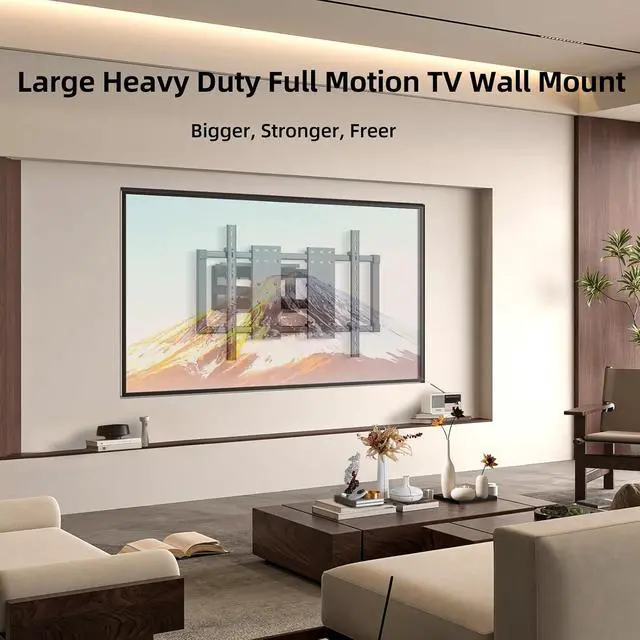Alt view image 7 of 7 - 120 115 110 105 100 98 90 86 85 inch TV Wall Mount Large Screen Ultrathin Full Motion TV Bracket for 50-120 up to 242 lbs Tilt Swivel Extension Leveling Max VESA 1000x600mm Black Y10