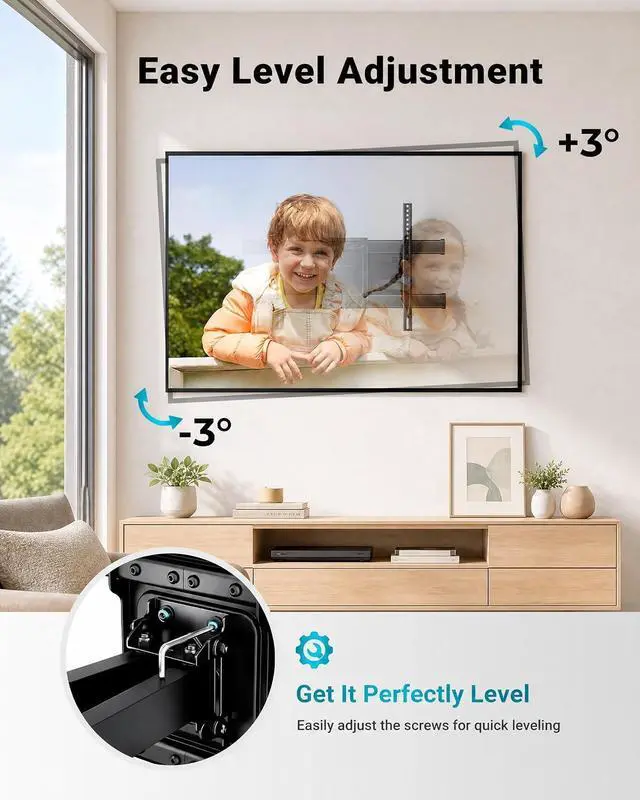 Alt view image 6 of 7 - Full Motion TV Wall Mount for 37-85 Inch TVs Heavy Duty Swivel Tilt | Hold up to 132lbs Articulating Dual Arm Wall Mount TV Bracket Max VESA 600x400mm Fits 16 Wood Studs