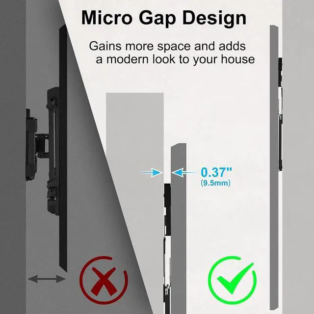 Alt view image 5 of 7 - Ultra Slim TV Wall Mount for 37-86 inch Weight Max 165 lbs | 0.37 low profile TV Wall Mount for Flat & Frame TV VESA 200 x 200- 600 x 400 mm Flush to Wall