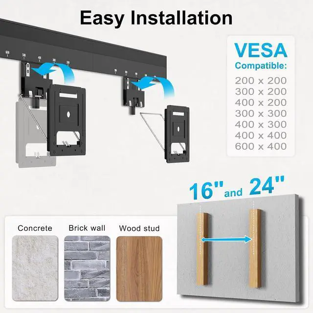Alt view image 6 of 7 - Ultra Slim TV Wall Mount for 37-86 inch Weight Max 165 lbs | 0.37 low profile TV Wall Mount for Flat & Frame TV VESA 200 x 200- 600 x 400 mm Flush to Wall