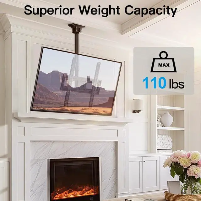Alt view image 3 of 7 - Ceiling TV Mount for 26-65 inch Flat Screen Displays Max VESA 400x400mm Hanging Adjustable Ceiling TV Bracket Fits Most LCD LED OLED 4K TVs Pole Ceiling Mount Holds up to 110lbs PSCM2