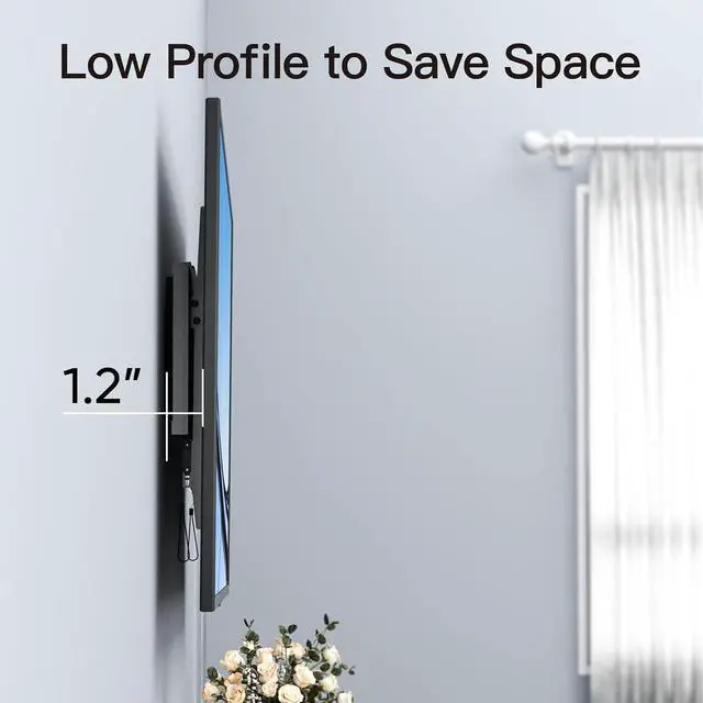 Alt view image 5 of 7 - UL Listed TV Mount for Most 37-85 inch TV Universal Tilt TV Wall Mount Fits 16- 24 Wood Stud with Loading 132 lbs & Max VESA 600x400mm Low Profile Flat Wall Mount Bracket PSLTK1