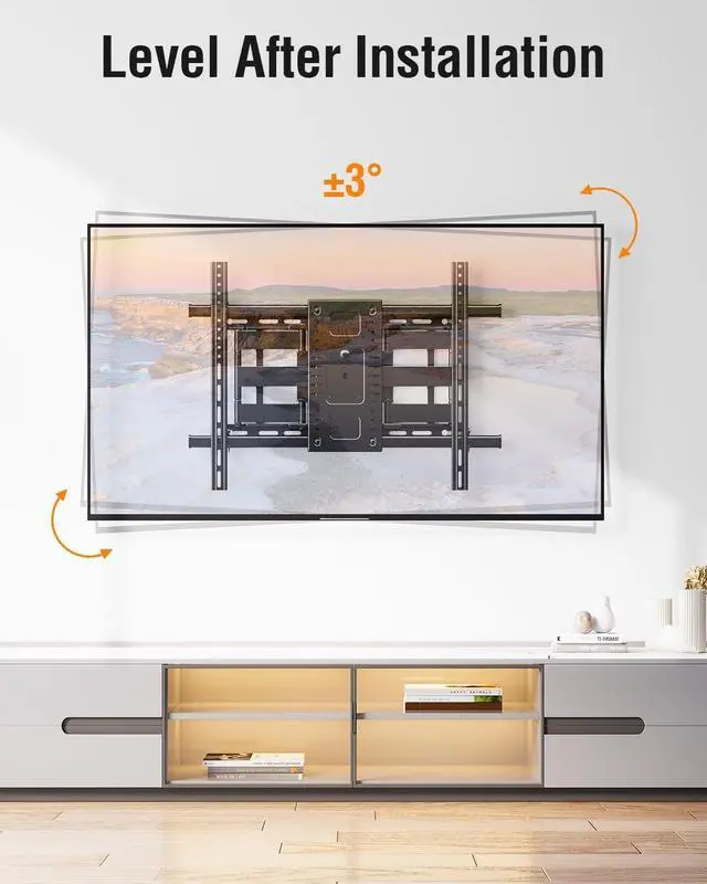 Alt view image 5 of 7 - Heavy Duty TV Mount for 50-110 TVs Max VESA 800x600 250 Lbs Load | Full motion swivel & tilt design slim wall bracket fits 12/16/18/24 inch wall studs sturdy for large heavy TVs