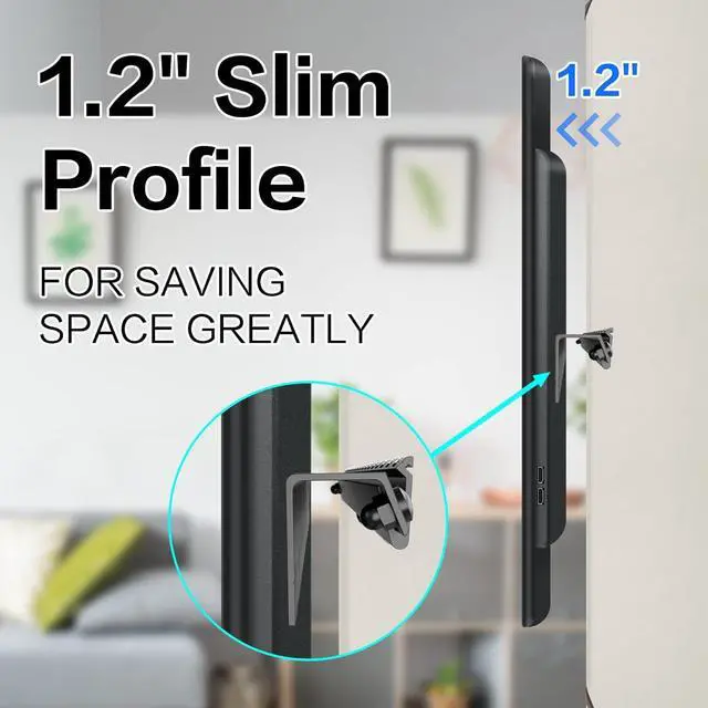 Alt view image 5 of 7 - No Drill Drywall TV Mount No Stud TV Wall Mount for Most Brand 22-55 Inch TVs up to 100 lbs Easy Install No Stud Studless TVs Wall Mount Include All Hardware- Level Bubble Meter