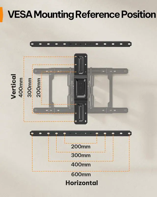 Alt view image 7 of 7 - Ultra Slim TV Wall Mount 1.1 Low Profile for 42-90 TVs Fits 16/24 Studs Full Motion TV Mount Wall Bracket with Dual Articulating Arms Swivel Tilt Max VESA 600x400mm Holds 132lbs