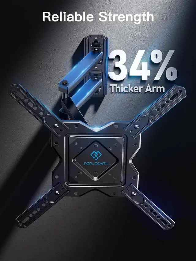 Alt view image 4 of 7 - Full Motion TV Wall Mount for 27-60 Inch Flat & Curved TVs Single Stud TV Mount with Articulating Swivel Tilt - Wall Mount TV Bracket VESA 400x400mm up to 77 lbs Perfect Center Design