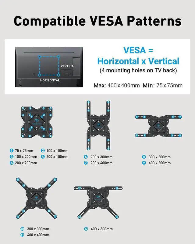 Alt view image 3 of 7 - Full Motion TV Wall Mount for 27-60 Inch Flat & Curved TVs Single Stud TV Mount with Articulating Swivel Tilt - Wall Mount TV Bracket VESA 400x400mm up to 77 lbs Perfect Center Design