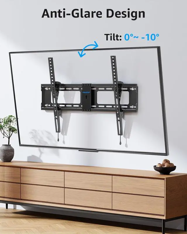 Alt view image 2 of 7 - TV Wall Mount Tilting TV Mount Bracket for Most 37-82 Inch Flat Screen/Curved Low Profile Wall Mount Saving Space Max VESA 600x400mm Hold up to 132 lbs Fit 16 18 24 Stud