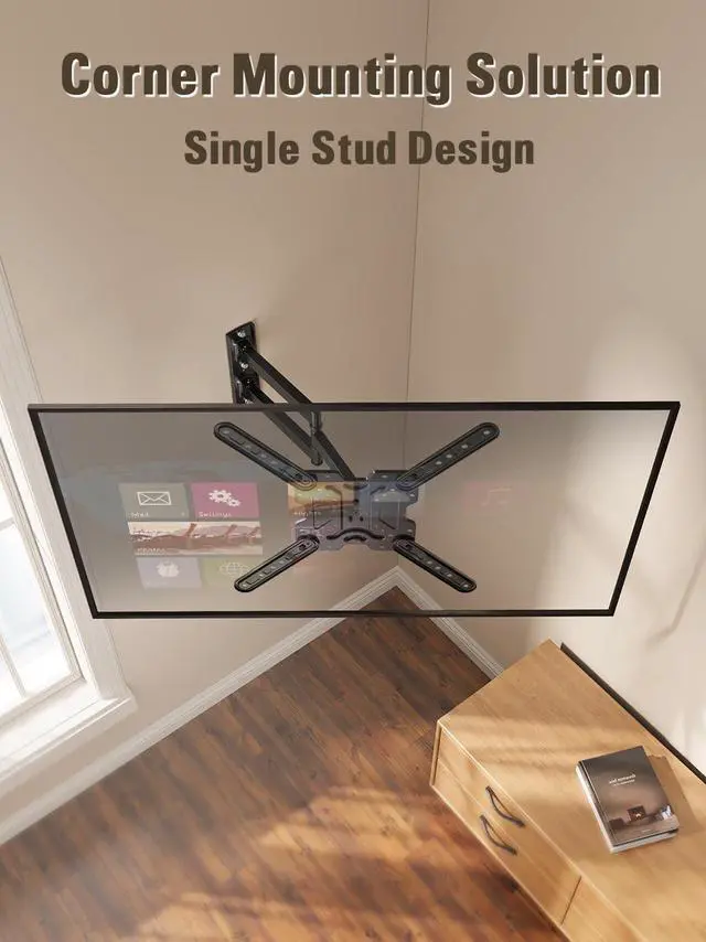 Alt view image 5 of 7 - UL Listed TV Wall Mount for Most 26-60 Inch TVs Full Motion Corner TV Mount Design Articulating Wall Mount TV Bracket Swivel and Tilt Single Stud Max VESA 400x400mm Up to 77LBS