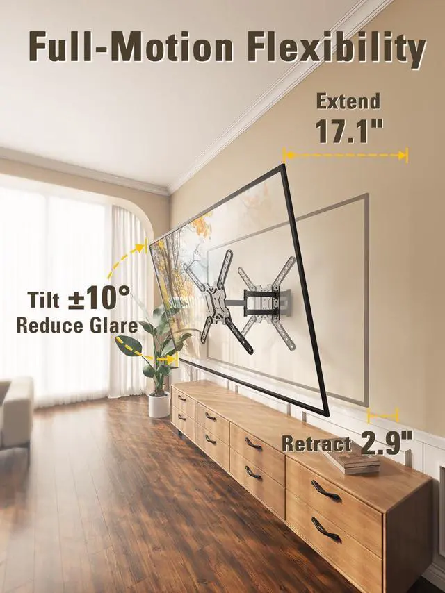 Alt view image 6 of 7 - UL Listed TV Wall Mount for Most 26-60 Inch TVs Full Motion Corner TV Mount Design Articulating Wall Mount TV Bracket Swivel and Tilt Single Stud Max VESA 400x400mm Up to 77LBS