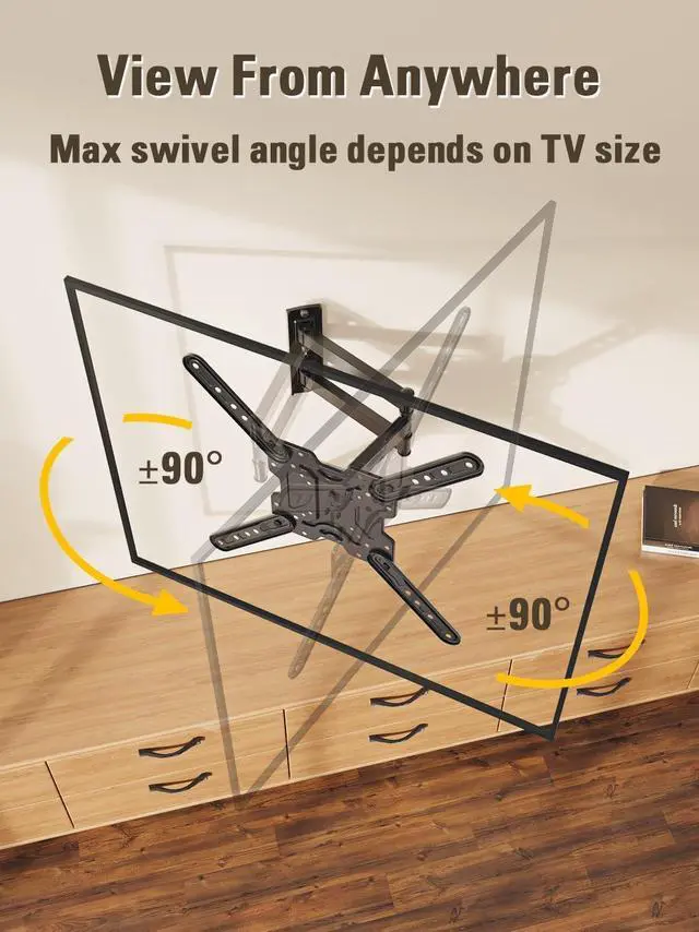 Alt view image 7 of 7 - UL Listed TV Wall Mount for Most 26-60 Inch TVs Full Motion Corner TV Mount Design Articulating Wall Mount TV Bracket Swivel and Tilt Single Stud Max VESA 400x400mm Up to 77LBS