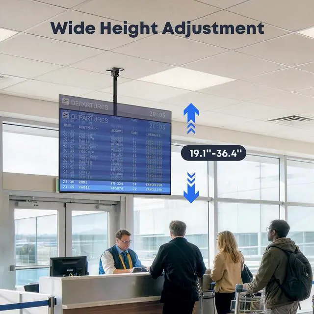 Alt view image 5 of 7 - TV Ceiling Mount for Most 43-86 inch TV Hold up to 132 lbs | Fits Pitched/Vaulted Roof Max VESA 600x400mm Adjustable Height Ceiling Mount TV Bracket with Swivel Tilt