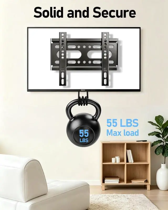 Alt view image 4 of 7 - TV Wall Mount Bracket Fixed Low Profile for 14-43 Inch TVs & Monitor | 24 32 40 42 inch Small TV Monitor Wall Mount Easy Slim Flat Wall Bracket VESA Up to 200x200mm LED LCD Screen 55lbs Max Load