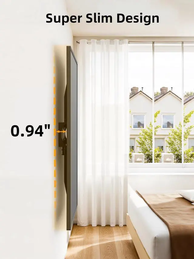 Alt view image 2 of 7 - 43 50 55 inch Fixed Low Profile TV Wall Mount for 24-65 inch LED/LCD & Flat/Curved TVs Universal Wall Mount Bracket with Safe Lock Max VESA 400x400mm up to 99Lbs & 16 Stud