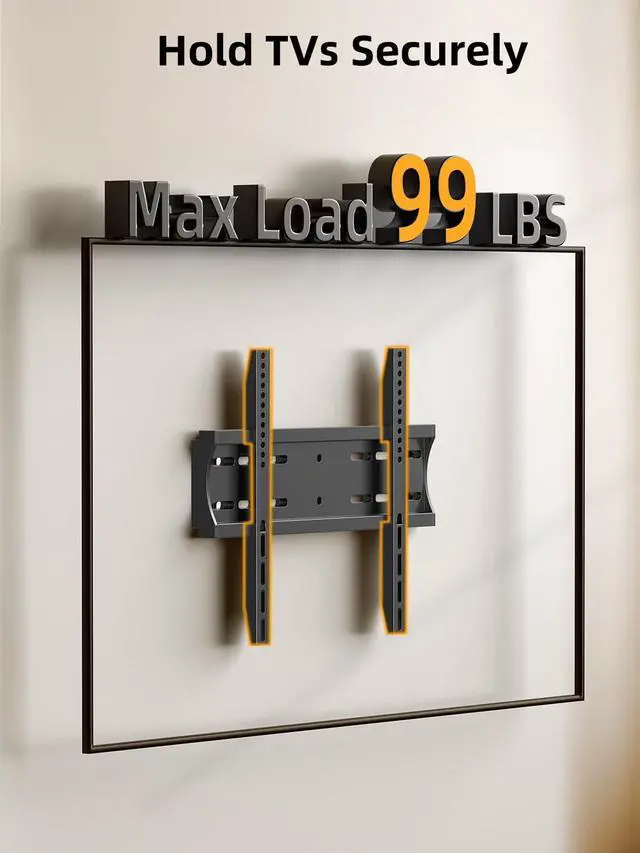 Alt view image 6 of 7 - 43 50 55 inch Fixed Low Profile TV Wall Mount for 24-65 inch LED/LCD & Flat/Curved TVs Universal Wall Mount Bracket with Safe Lock Max VESA 400x400mm up to 99Lbs & 16 Stud