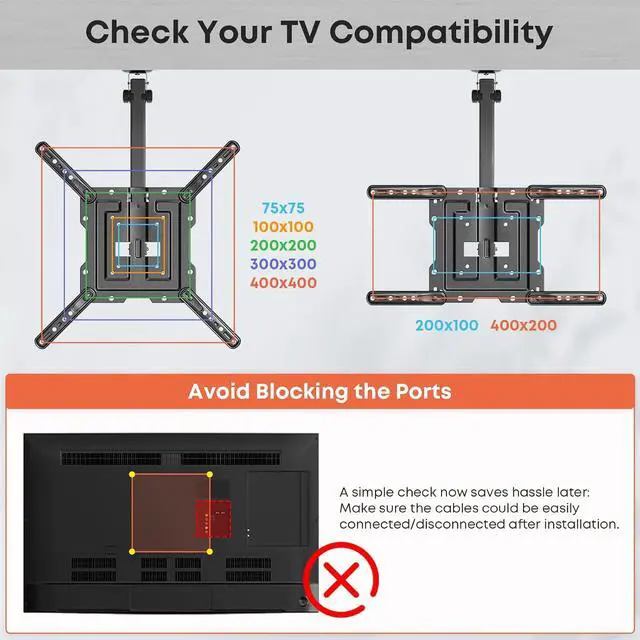 Alt view image 2 of 7 - Flip Down TV Mount for Most 23 to 55 TVs Manual Ceiling TV Mount | Foldable Fits for Flat & Pitched Roof Height Adjustable Swivel Max Load 44lbs Max VESA 400x400 Black