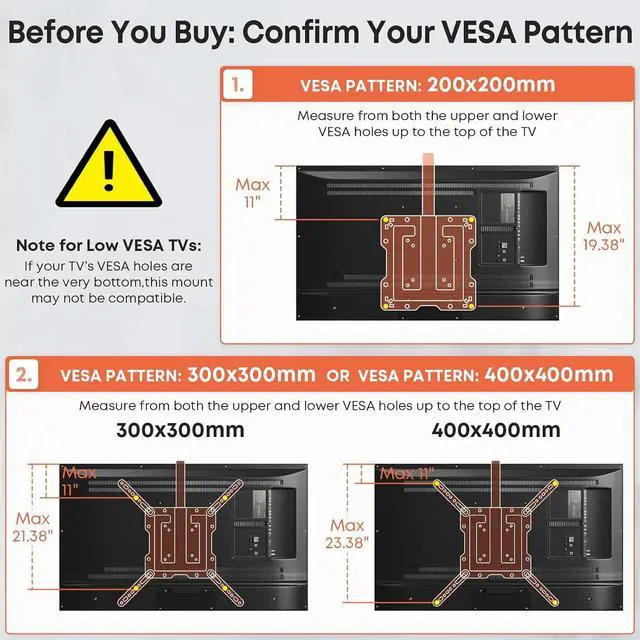 Alt view image 5 of 7 - Flip Down TV Mount for Most 23 to 55 TVs Manual Ceiling TV Mount | Foldable Fits for Flat & Pitched Roof Height Adjustable Swivel Max Load 44lbs Max VESA 400x400 Black