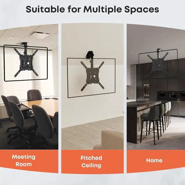 Alt view image 4 of 7 - Flip Down TV Mount for Most 23 to 55 TVs Manual Ceiling TV Mount | Foldable Fits for Flat & Pitched Roof Height Adjustable Swivel Max Load 44lbs Max VESA 400x400 Black