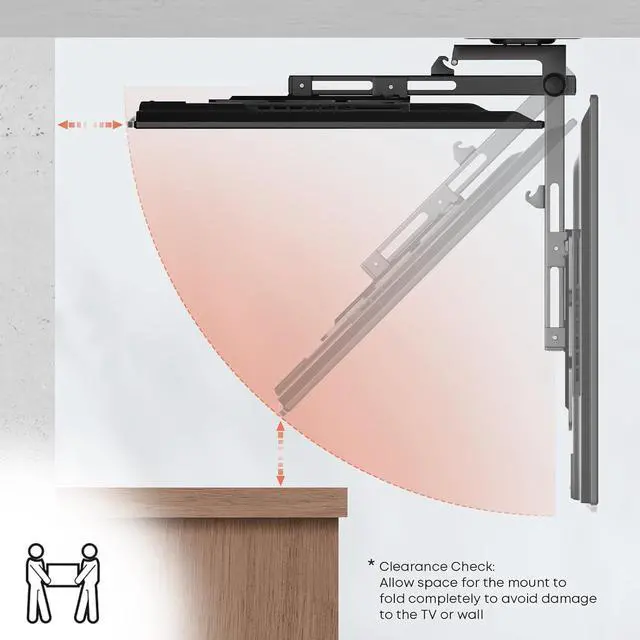 Alt view image 7 of 7 - Flip Down TV Mount for Most 23 to 55 TVs Manual Ceiling TV Mount | Foldable Fits for Flat & Pitched Roof Height Adjustable Swivel Max Load 44lbs Max VESA 400x400 Black