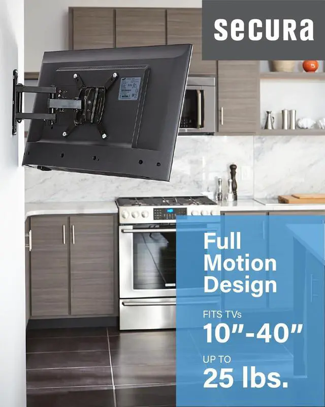 Alt view image 2 of 7 - SECURA Small Full Motion TV Wall Mount for 10 to 40 Screens up to 100lbs - Tilt Swivel Extend - Easy DIY TV Mount w/Included Hardware - QSF210