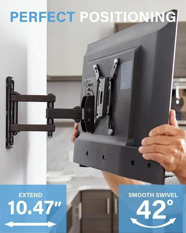 Alt view image 4 of 7 - SECURA Small Full Motion TV Wall Mount for 10 to 40 Screens up to 100lbs - Tilt Swivel Extend - Easy DIY TV Mount w/Included Hardware - QSF210