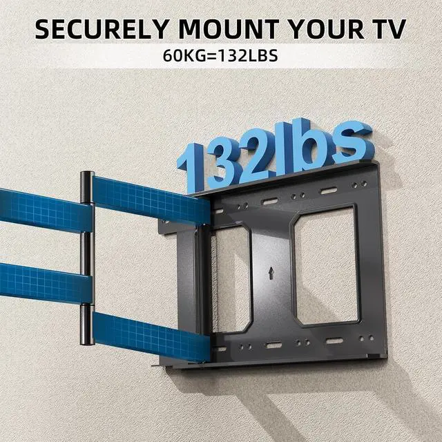 Alt view image 5 of 7 - Long Arm TV Wall Mount for 37-75 Inch TVs | 180°Swivel and Tilt +5/-20° Level Adjustment Rotates 90° Long Extension 36.4 Max Hold up 132LBS Max VESA 600x400mm