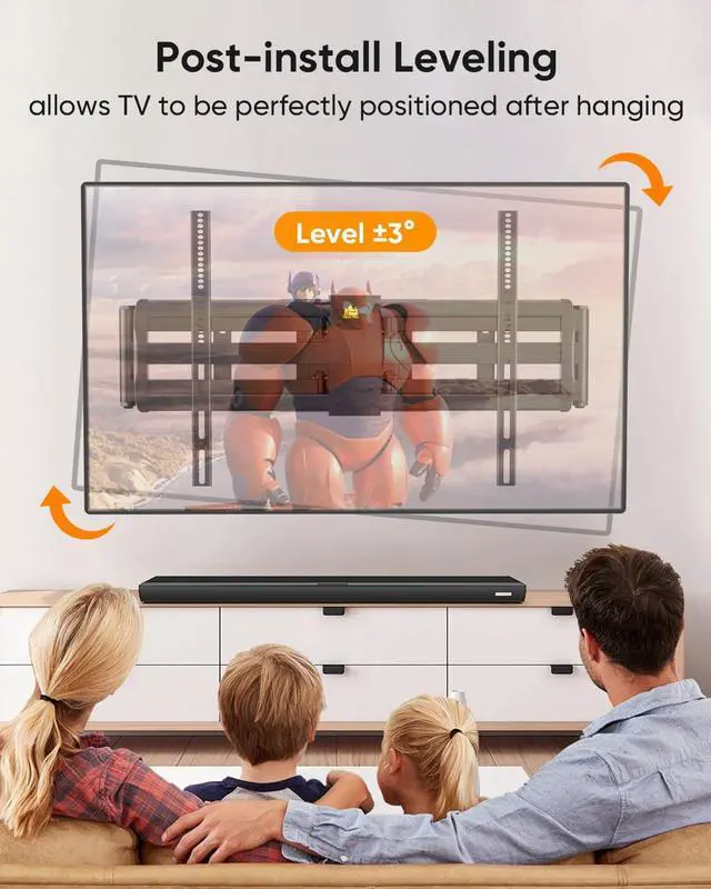 Alt view image 6 of 7 - Heavy Duty XXL Full Motion TV Wall Mount for 55-120 inch Extra Large TVs 98 100 Holds 275 lbs Max VESA 900x600 42.9 Extension Long Arm TV Mount Swivel Tilt Preassembled 16-24 Studs