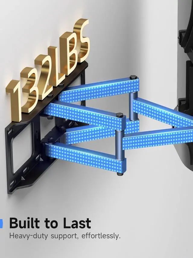 Alt view image 3 of 7 - Suptek Full Motion TV Wall Mount for 42 to 86 Inch TV Swivel and Tilt with Articulating Dual Arms Max VESA 600X400mm Holds up to 132lbs Fits Max 16 Wood Studs MA01A