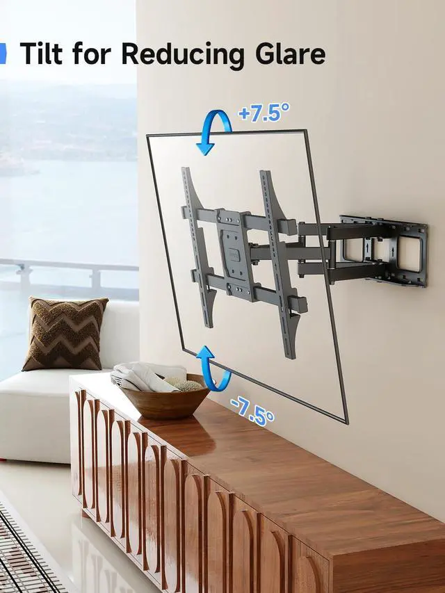 Alt view image 6 of 7 - Suptek Full Motion TV Wall Mount for 42 to 86 Inch TV Swivel and Tilt with Articulating Dual Arms Max VESA 600X400mm Holds up to 132lbs Fits Max 16 Wood Studs MA01A