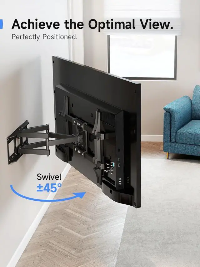 Alt view image 5 of 7 - Suptek Full Motion TV Wall Mount for 42 to 86 Inch TV Swivel and Tilt with Articulating Dual Arms Max VESA 600X400mm Holds up to 132lbs Fits Max 16 Wood Studs MA01A
