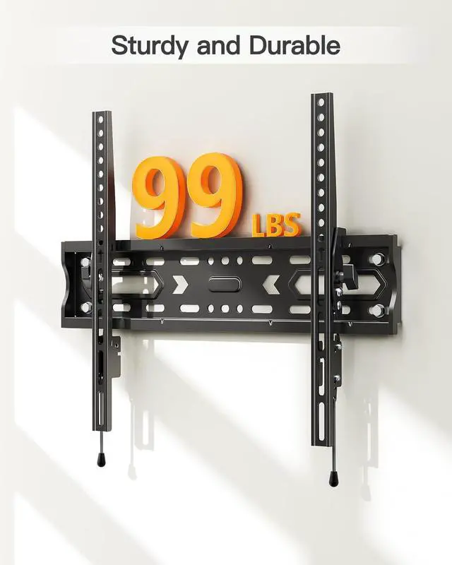 Alt view image 3 of 7 - Tilting TV Wall Mount for 26-60 TVs Max VESA 400x400 99 Lbs Load | Low profile slim design adjustable tilt knob easy installation compatible with 12 and 16 inch wall studs