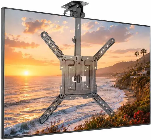 Main image of Fold-Up Ceiling TV Mount for 2355 Inch TVs Space-Saving Flip Down Bracket for Flat & Slanted Ceilings Retractable Adjustable Tilt & Swivel Mount VESA up to 400x400 44 lbs Capacity