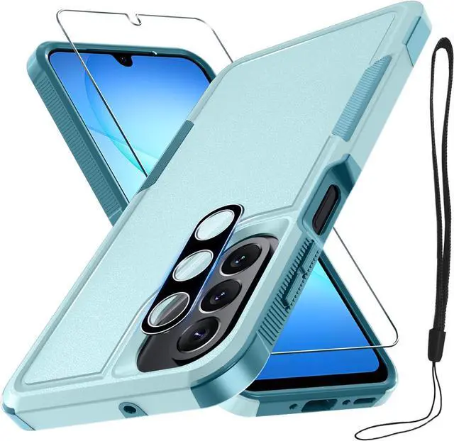 Main image of Case for Galaxy A17 5G Phone with Screen Protector Mint Green | Military Grade Heavy Duty Shockproof Phone Case with Camera Lens Cover+Wrist Lanyard Strap for Sam A17